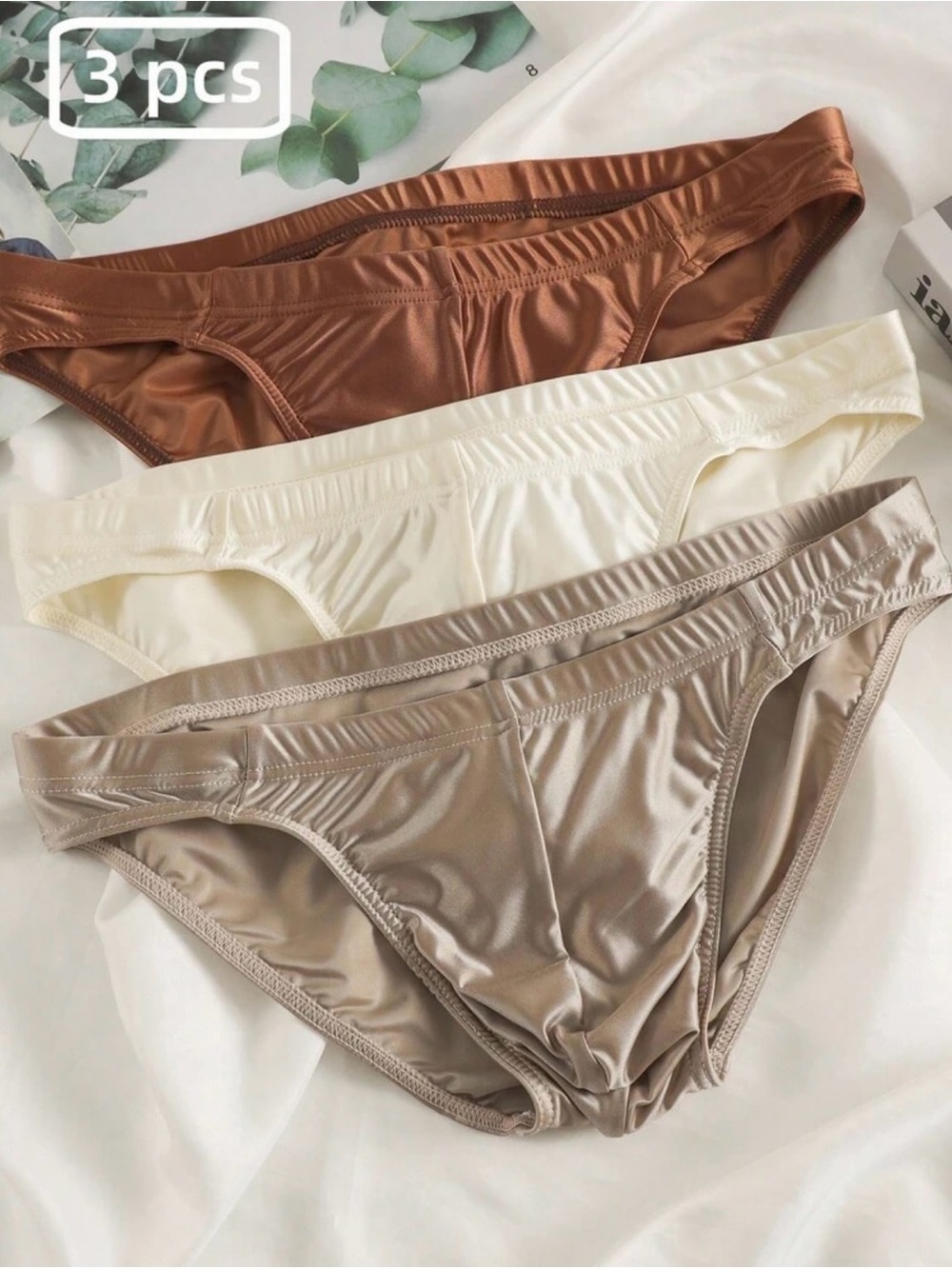 Mens bikini 3 pack satin like bikinis